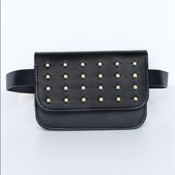 3 FOR $25 Black Faux Leather Studded Belt Purse - Picture 3 of 8